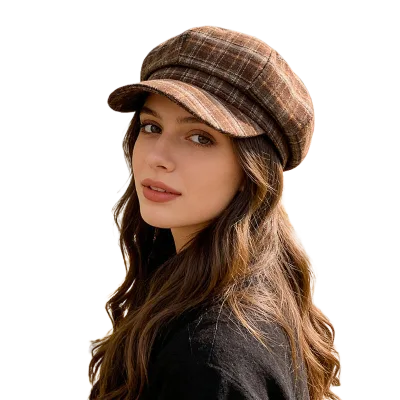 Retro Plaid New Octagonal Beret Hat for Women Breathable and Versatile for Four Seasons Stylish and Flattering.