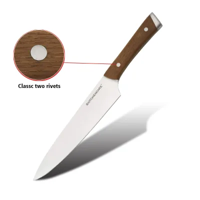 Hip-home New Design Stainless Steel Chef Knife with Carbonized Ash Handle Kitchen Knife Set