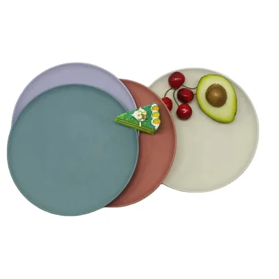 Microwave Safe Bamboo Fiber PLA Dinner Dish Plate Set Best Eco-Friendly Dinnerware Plate, Dishwasher Safe RPET PP Plates