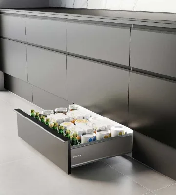 Goldmine Aluminum High End Toe Kick Drawers with Movable Dividers DIY Kitchen Foot-operated Toe Kick Drawers