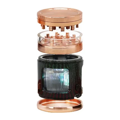 Wholesale LED Light Electric Power Shaker Metal Zinc Herb Grinder 63 mm Manual Metal Grinder Smoking Accessories