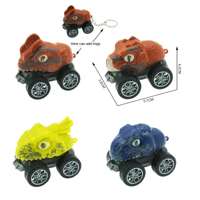 High Quality Dinosaur Pull Back Car Plastic Dinosaur Vehicle Keychain Toys for Kids