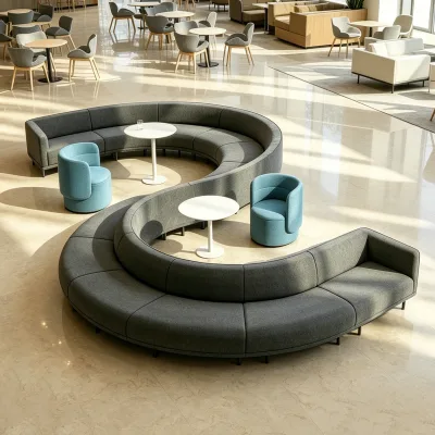 Custom Modular S-Shaped Office Sofa for Lobby Lounge Supports Multiple Combinations for Hotel Reception Open Collaboration Areas