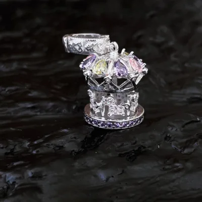 Luxury Colorful Zircon Carousel Findings Women Fashion Necklace Pendant for Jewelry Making