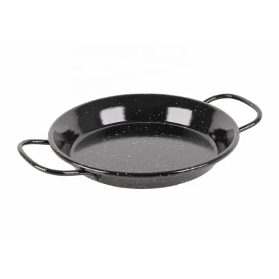 Outdoor Spanish Paella Pan for Gatherings Carbon Steel Paella Pan with Comfortable Red Handles