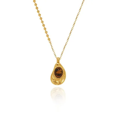 High Quality Stainless Steel Necklace tiger Eyes 18K Titanium Steel Drop Pendant Fashion Jewelry Necklaces