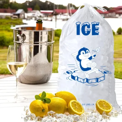 Food Grade Drawstring Ice Bag Transparent Leakproof Plastic Ice Cube Storage Bag For Cold Drink Bar Restaurant Ice Pack Use