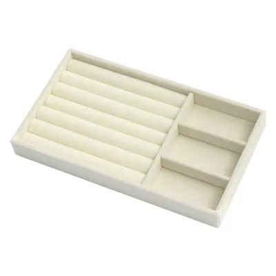 Beige Flannel Jewelry Box Ring Earrings Plate Empty Display Rack Storage Tray for Storage and Display of Jewelry Items