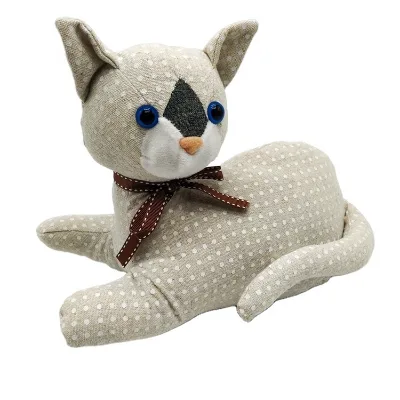 New Style Beige Fabric Animal Interior Door Stopper Decorative Cat Doorstops for Home Decoration