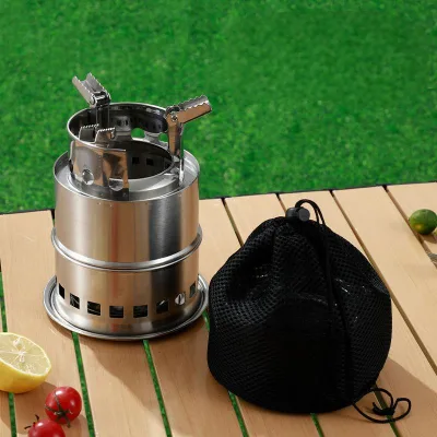 Wholesale High Quality Stainless Steel Portable Folding Camping Kitchen Multi-Function Small High-foot Firewood Stove