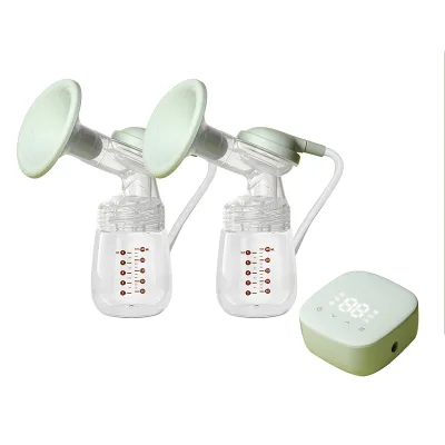 Pink Green Color Manual Breastfeeding Milk Collect Connect to Vacuum Silicone PP ABS Breast Pump with Feeding Bottle