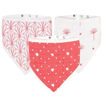 100% Cotton Muslin Baby Bib Soft Breathable Newborn Bandana Drool Bibs Highly Absorbent Triangle Scarf Bib for Infant Boys Girls