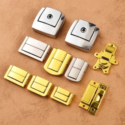Wholesale Adjustable Durable Reusable Large Z-Shaped Zinc Alloy Premium Wooden Jewelry Box Locks Gold-Plated Flat Clasps