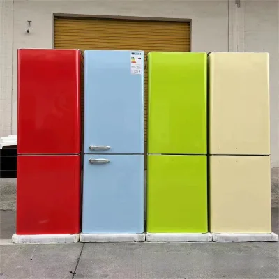 212L 300L Large Capacity American Retro Red Yellow Orange Blue Green Double-door Refrigerator Bottom-freezer Refrigeration t