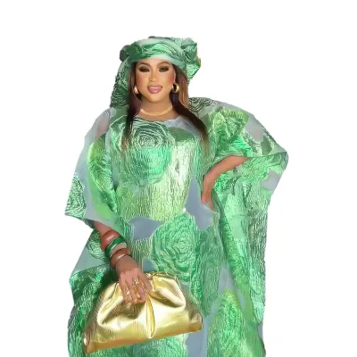 Exquisite nigerian dress in african clothing Two-piece set girls african dresses Wear a headscarf african dress