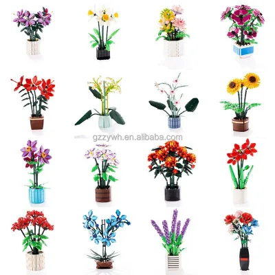 Everlasting Flower Building Blocks Mini Potted Plant Ornament Creative Gift for Girls