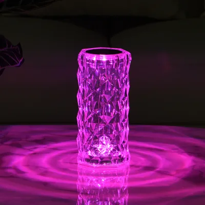 Remote Control Acrylic Crystal Desk Lamp Indoor Touch Atmosphere Rose Crystal Table Lamp Decorative Night Light