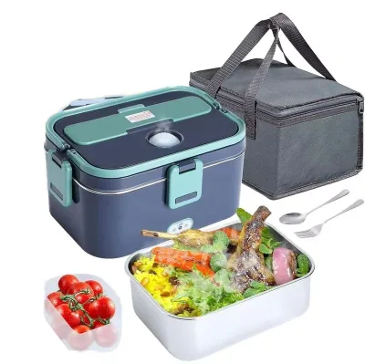 Portable 110V/12V 60W 80W Electric Lunch Box Food Warmer_Heater With Removable Stainless Steel Container Car Home Office Use