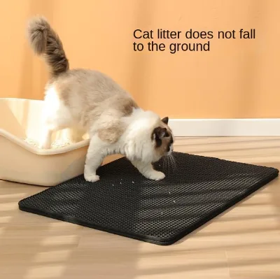 Factory Direct Double-Layer Cat Litter Mat Anti-Splash Sand Control Leakproof Washable EVA Pet Mat Non-Slip Cat Litter Mat