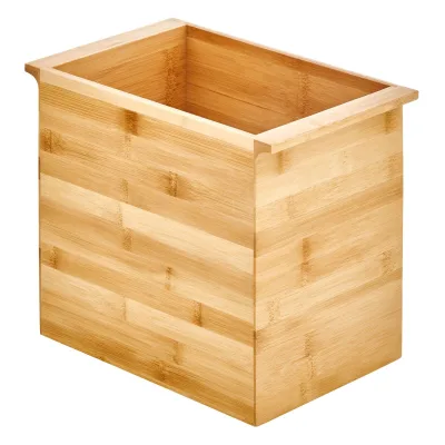 Bamboo Waste Bin Wood Garbage Can Bamboo Waste Basket Small Square Trash Can for Bedroom Bathroom Eco-Friendly Container Bin