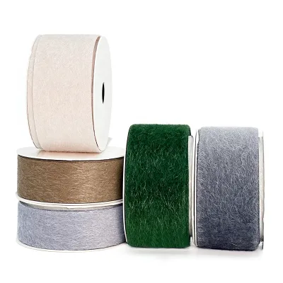 Christmas Tree Decor Fuzzy Faux Fur Ribbon Trim Fabric Roll Polyester Material Spool Type