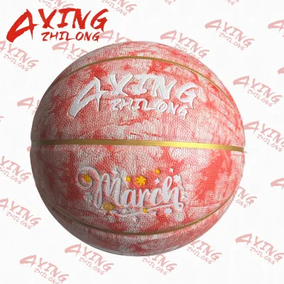 Custom red&white bandhnu PU Leather basketball indoor outdoor team sports soft touch Golden bladder Made In China