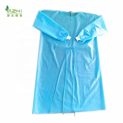 Blue Batas Quirurgicas Desechables Waterproof Ppes Disposable Lab Gown Nonwoven Surgical Gown with Tape