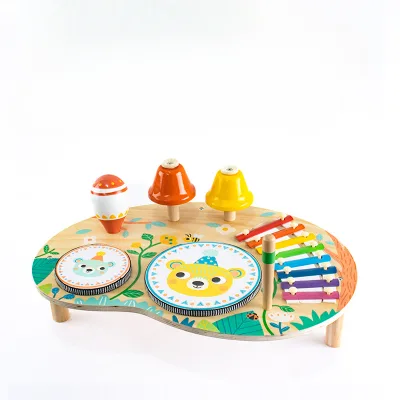Wooden Early Education Multi-functional Drum Set Music Enlightenment Children Simulation Musical Instrument Toys