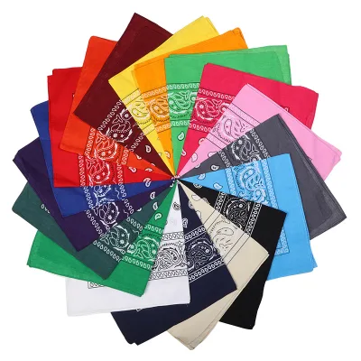 European American Street Punk Hip-Hop Trendy Unisex Breathable Cotton Canvas Paisley Square Head Scarf 30g Four Seasons Adults