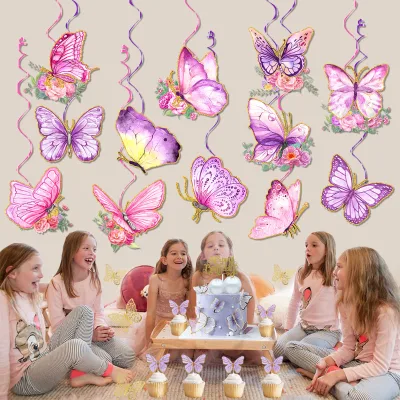 Beautiful Simple Butterfly Paper Spiral Hanging Decorations New Style Party Scene Accessory in Heart Shape