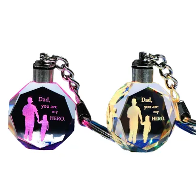 DIY Custom Resin Epoxy Crystal Key Chain Custom LED Light Keychain Luminat Keyring Fathers Day Gift 2023 for Dad