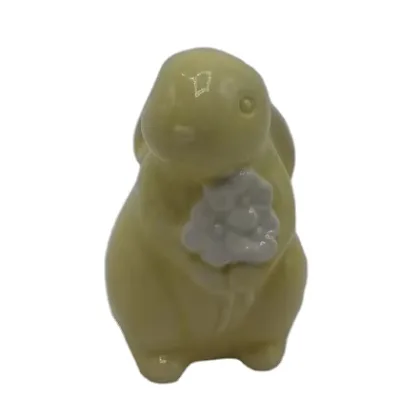 Easter Ceramic Rabbit Statue & Figurine with Flower