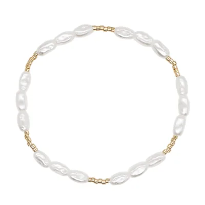 Vintage Bohemian Style Bracelet Soft Ceramic Flakes Beaded with White Crushed Stone Pearl Iron Gall Stone Gold Beads