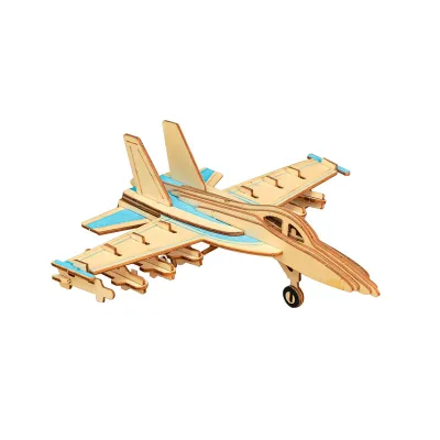 Wooden Puzzled Jet 3D AirCraft Construction Model Kit Airplane Educational DIY Wooden Craft Toy Build for Decoration