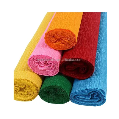 Factory Directly Supply Crepe Colorful 60gsm Craft Roll 70g Premium Crepe Paper Rolls for Paper Flower Wrapping