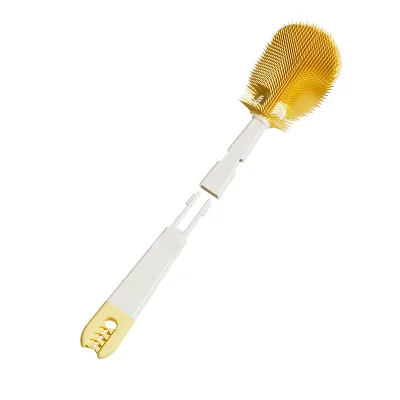 DS1577 Bathroom Silicone Toilet Brush Set With 90 Degree Adjustable Handle Long Plastic No-Dead Angle Cleaning Brush