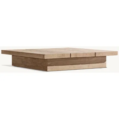 Premium Teak Square Table Modern Durable Outdoor Use with Natural Oil Protection for Courtyard
