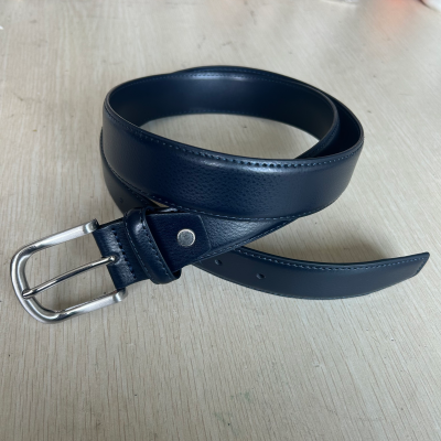 Men's Fashionable Classical Business Belt Coated Soft Leather with Metal for Office Wear