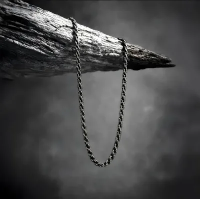 Inspire Jewelry Stainless Steel Men Rope Chain Necklace Titan Weave Twist Chain Vintage Punk Solid Twisted Link Necklace Guys