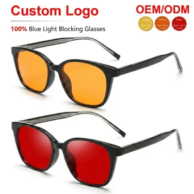 Sunray Fashion Large Square TR90 Lightweight Frame Orange PC Lens Eye Strain Relief OEM Unisex Wholesale Anti Blue Light Glasses