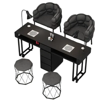 High Quality Modern Double 2 Seats Manicure Table Minimalist Manicure Table and Chair Set Minimalist