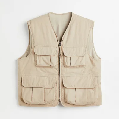 OEM Multi Pocket Men Cargo Vest Hip Hop Coats Padded Gilet Streetwear Man Casual Sleeveless Jacket