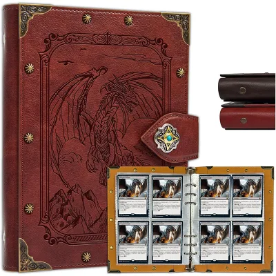 4 Pockets Pu Leather Photo Albums with Metal Ring of Metal Binder Corners