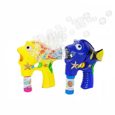 BEFLY Summer Outdoor Play Gift Electric Plastic Fish Bubble Gun for Age 3+ Unisex Non-Toxic