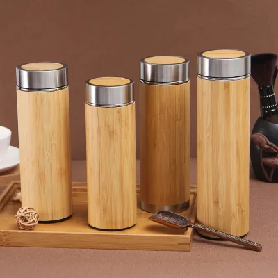 High Quality Bamboo Tea Bottle with Infuser 17oz Insulated Thermos Cup for Loose Leaf Tea Coffee Gift Set