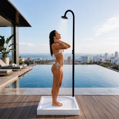 Luxury Above Ground Shipping Container Pool Outdoor Garden Pool Shower Rain Shower Swimming Pool Shower