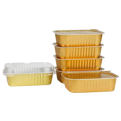 320/500/680ML Rectangle Aluminum Baking Container Eco-Friendly Microwave Safe Food Grade for Party Cake Pasta Packing