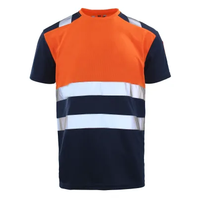 HF Factory Wholesale Short Sleeve Reflective Safety Cotton Polo Shirt High Visibility Security Work Wear T Shirt