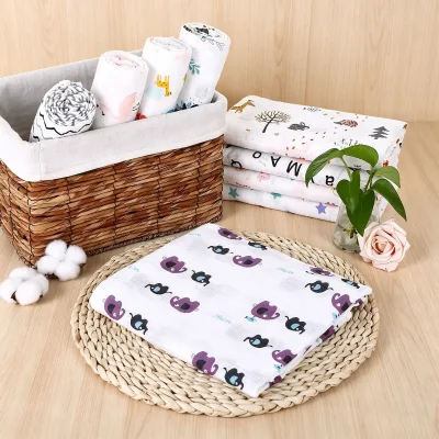 Factory Price 100% Cotton Muslin Baby Swaddle Blanket Customized Patterns Soft Woven Baby Blanket for Girls and Boys