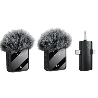 F11-2 2Mic 3 In1 Wireless Lavalier Microphone Mobile Phone Vlog Video Recording Interview Microphones Wireless Mic